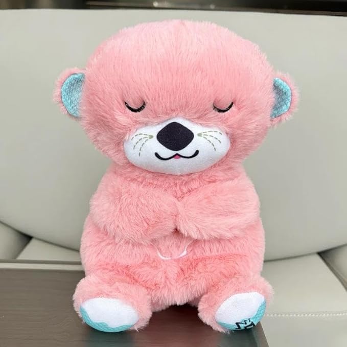 Peluche relajante para bebé que simula respiracion ( nutria rosa )