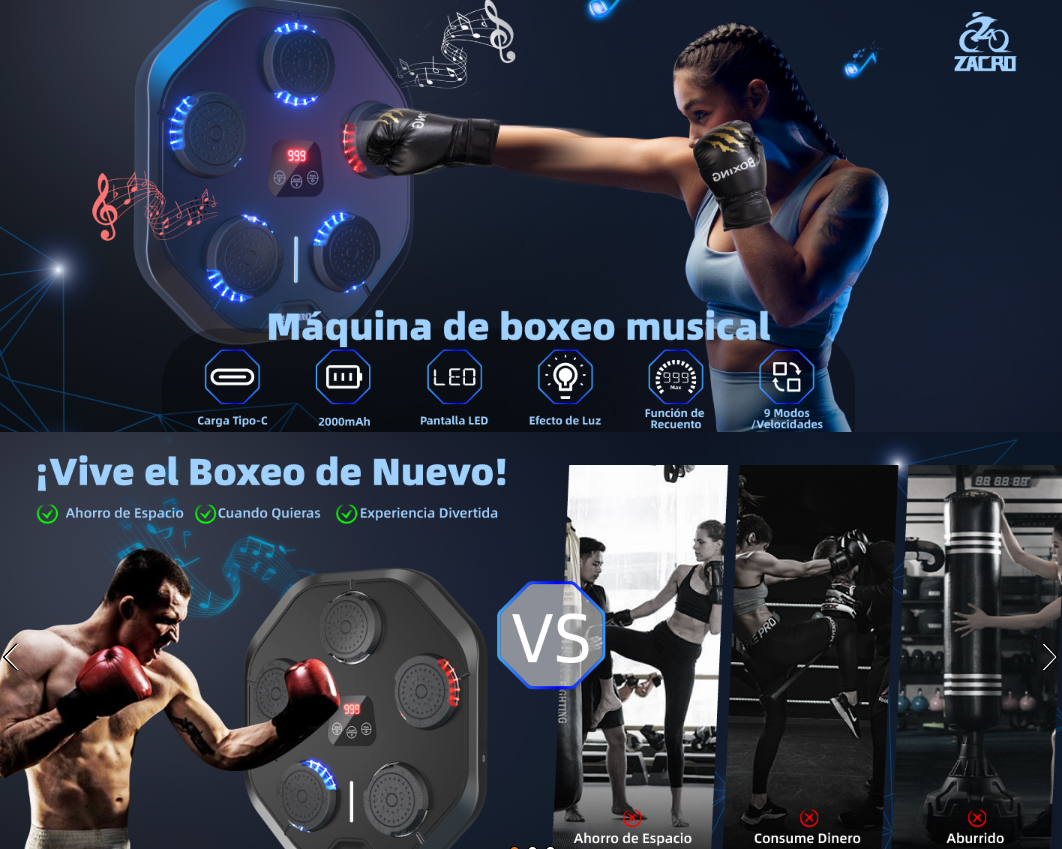 Máquina de boxeo inteligente musical  modelo yk-003 + guante negro