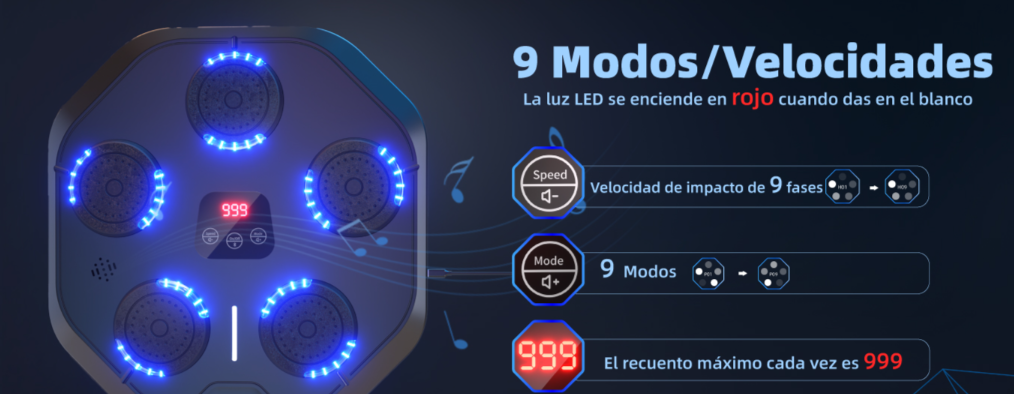 Máquina de boxeo inteligente musical  modelo yk-003 + guante negro